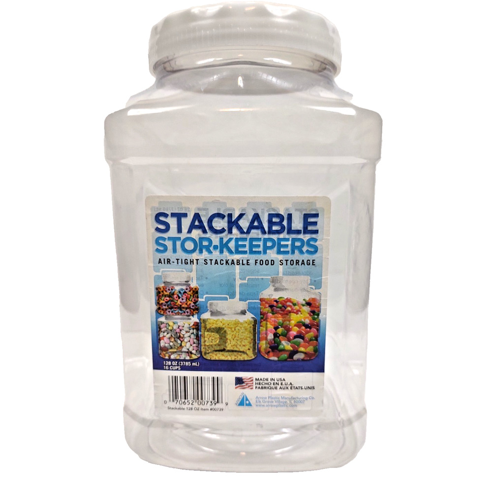 Clear Stackable Storage Jar Container 128oz Food Cookie Snack No BPA USA Made